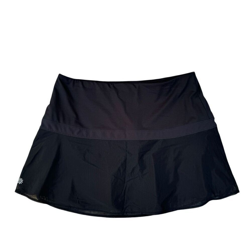 Athleta UPBEAT SKORT Black Women's Size L Tulle Overlay Skirt